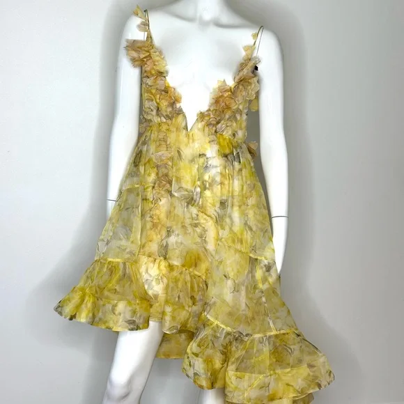 NWT Authentic Zimmerman Asymmetrical Harmony Peony Floral Dress SZ 1  US 6 - Picture 5 of 15